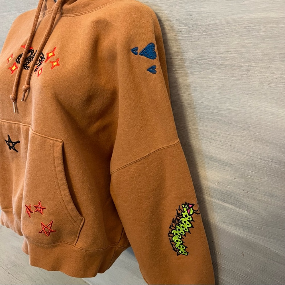 Obey Tan “Cosmic Love” Embroidered Hoodie Sweatshirt Size Small Good Condition - Picture 5 of 11